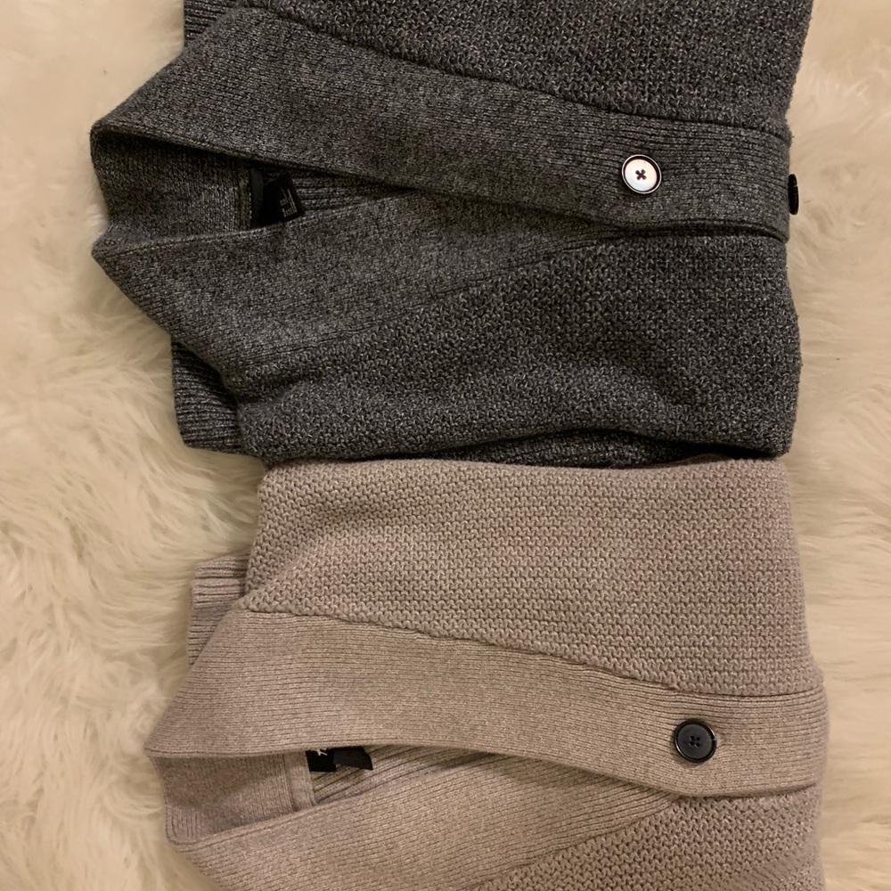 Beige thick cardigan button up knit sweater